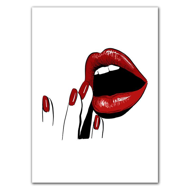 Red Lip Makeup Beauty Girls Face Wall Decor Art Poster Modern Picture Fashion Prints Canvas Painting For Girl Bedroom HD2965