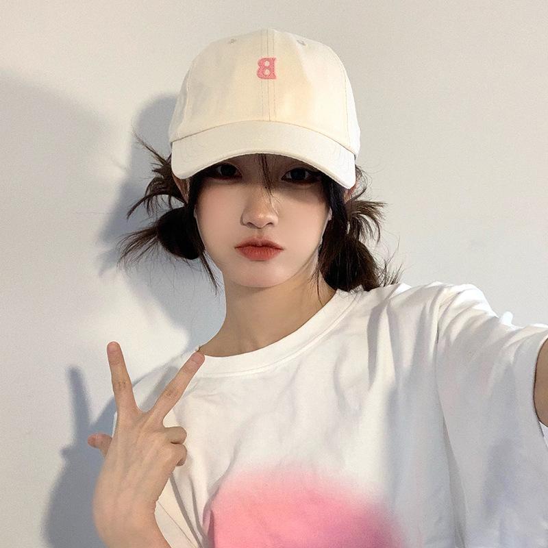 New versatile soft-top hat, baseball cap, pink sun hat, unisex letter baseball cap, Korean Dongdaemun style