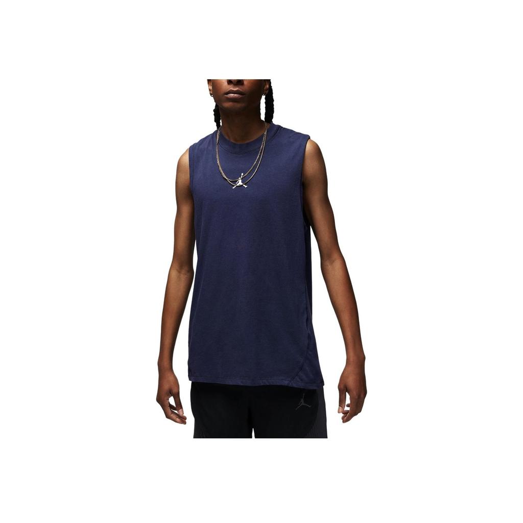 Jordan Round-Neck Logo Solid Loose Sleeveless Basketball Vest Men Tops Navy-Blue DM1828-410