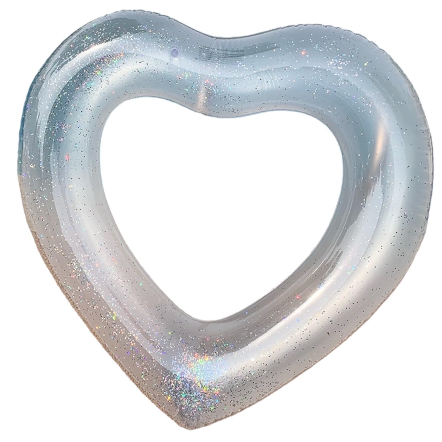 

NODC Inflatable 120cm for Cute Clear Glitter Pink and Blue Clear Ring, Diameter, Adults, Heart-Shaped Float, (Heart Glitter)