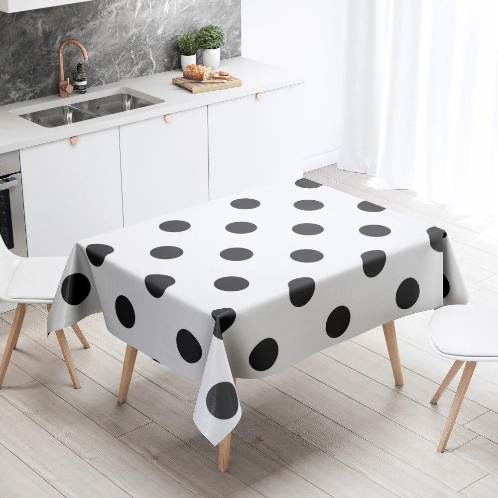 Black and White Tablecloth Anti-Stain Waterproof Dining Table Home Decoration Rectangular Kitchen Fireplace Countertop