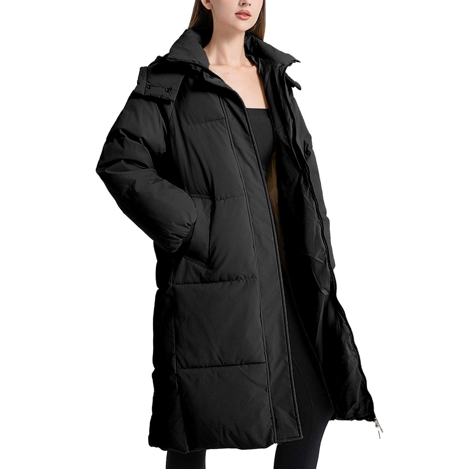 

Женская модная стеганая куртка, свободная, длинная, выше колена, утолщенная стеганая куртка L чёрный