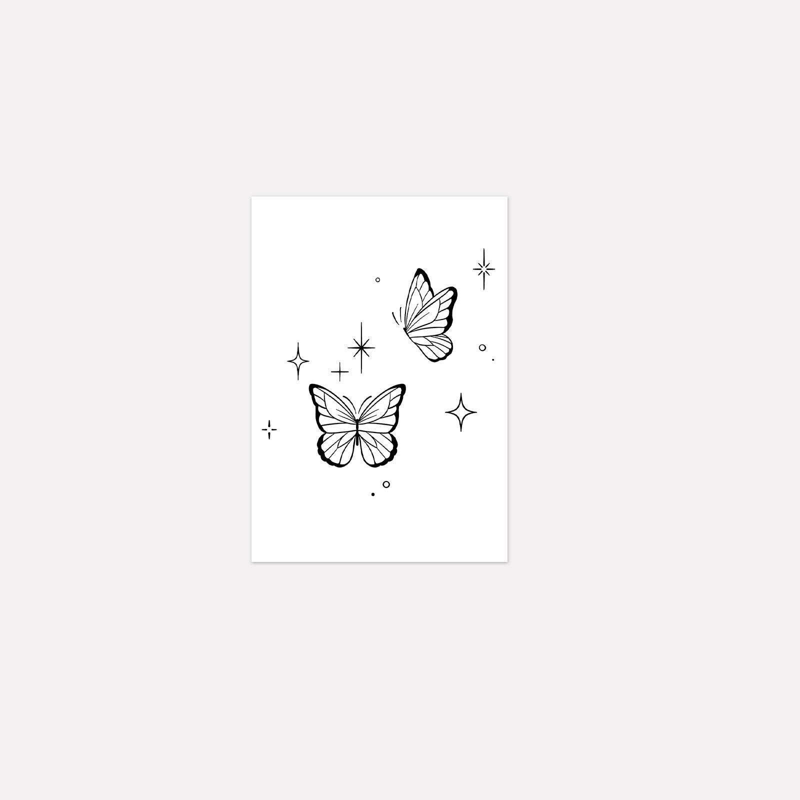 High-End Sense Of Simplicity Small Fresh And Beautiful Romantic Star Butterfly Tattoo Sticker 7*10CM