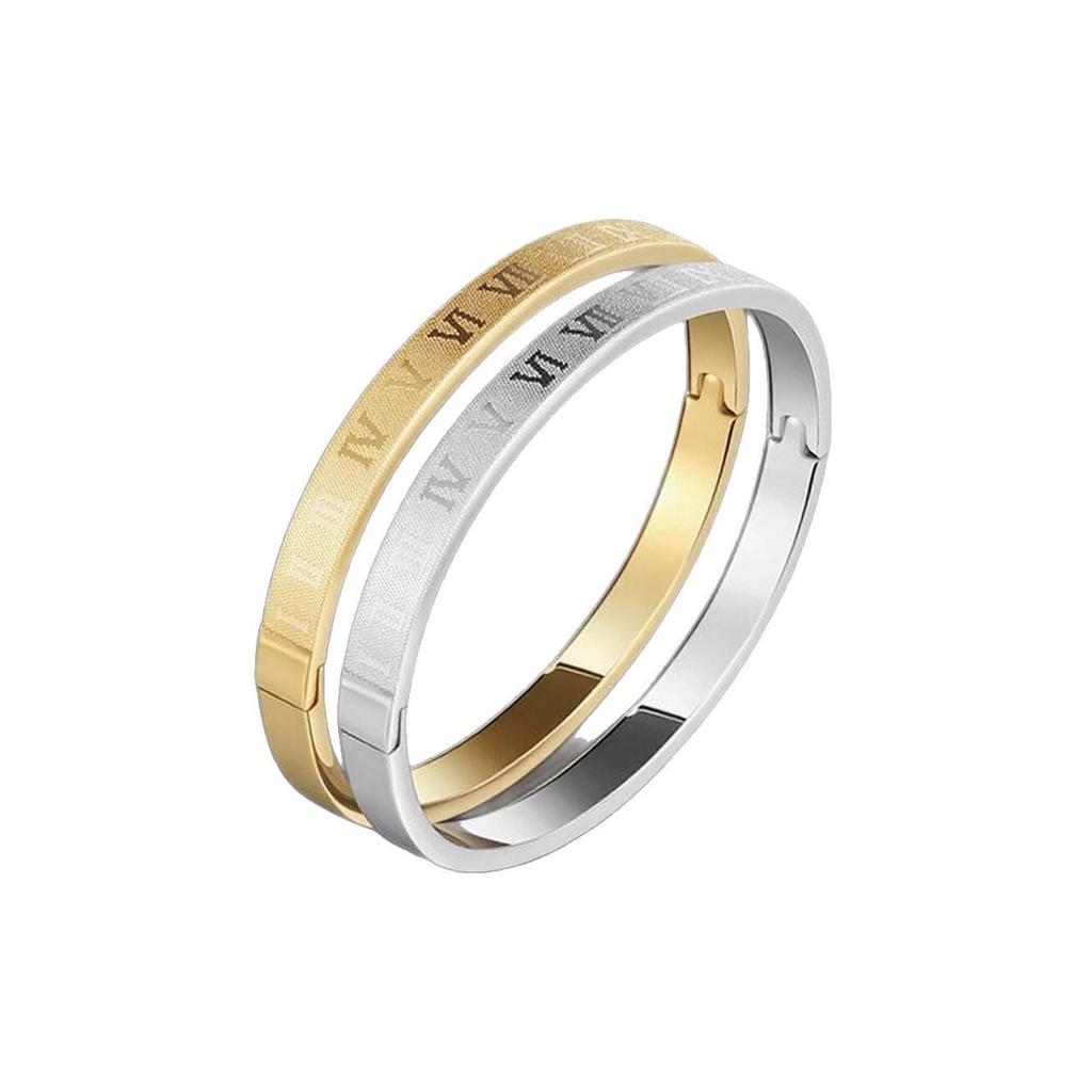 Roman Numeral Stainless Steel Bracelet for Women - Fashionable, Retro, and Fade-Resistant.