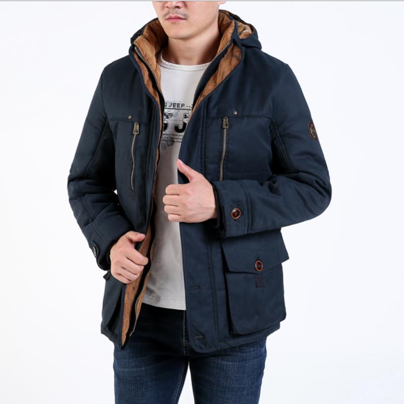 Plus Size Men's Winter Jackets Thick Fleece Cotton Padded Parka Coats