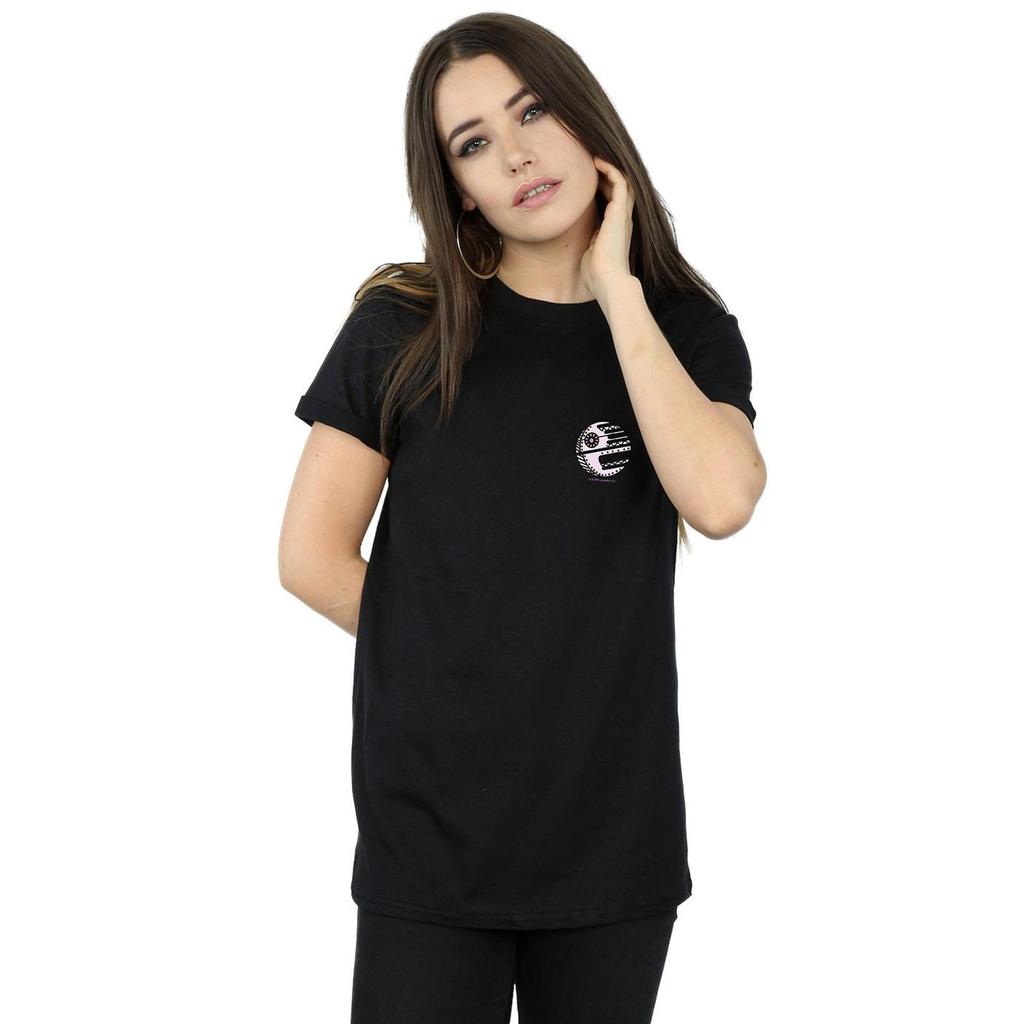 Star Wars Womens/Ladies Death Star Chest Print Cotton Boyfriend T-Shirt