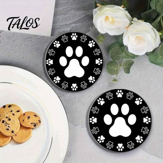 Talos 2PCS Car Coasters, Decorative Silicone Non-Slip Auto Accessories, Reusable Stain-Resistant Thermal Pads, for Home Bar Kitchen