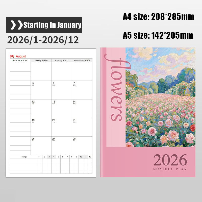 2026 Calendar Planners Yearly 365 Days Efficiency Notebooks Monthly Diary Journals Weekly Goal Habit Tracker Agenda Schedules