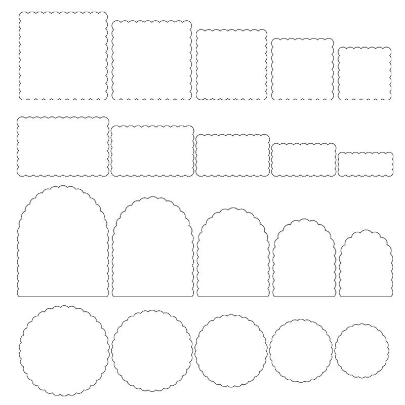 Square Arch Rectangle Cookie Cutter Mold Wavy Round Shaped Blessing Frame Fondant Cookie Cutting Die Baking Cake Decorating Tool