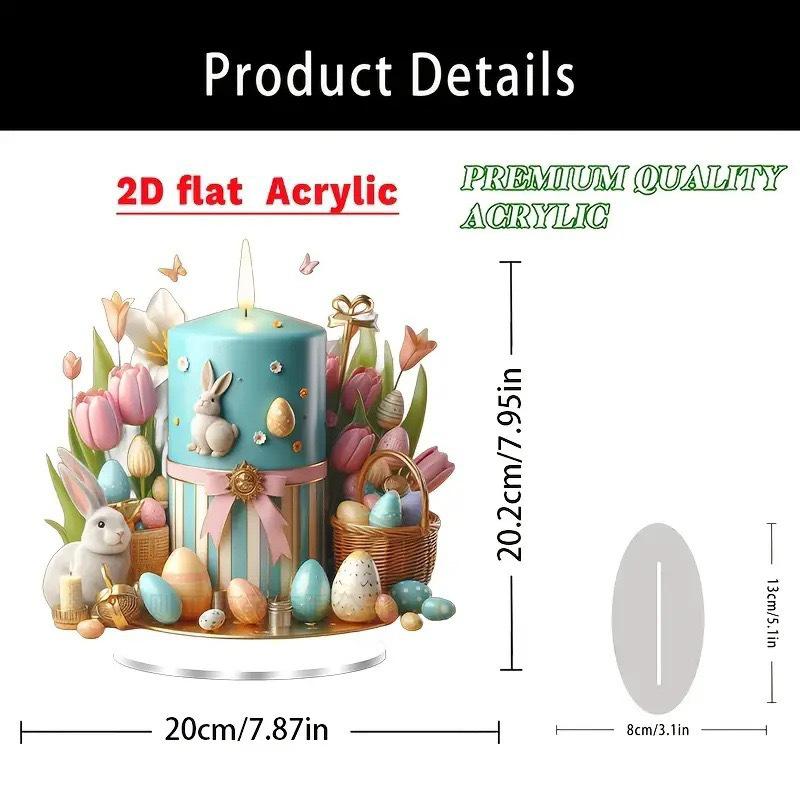 Cute Easter Bunny Ornament Flat Acrylic Ornament Rabbit House Single Desktop Home Office Garden Ornament Yard Decoration Gift
