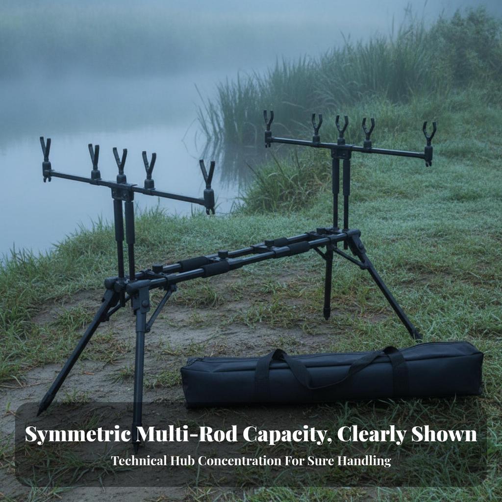 Fishing Rod Pod with Carry Bag Stable Gear Foldable for Lakeside, Carp Fishermen
