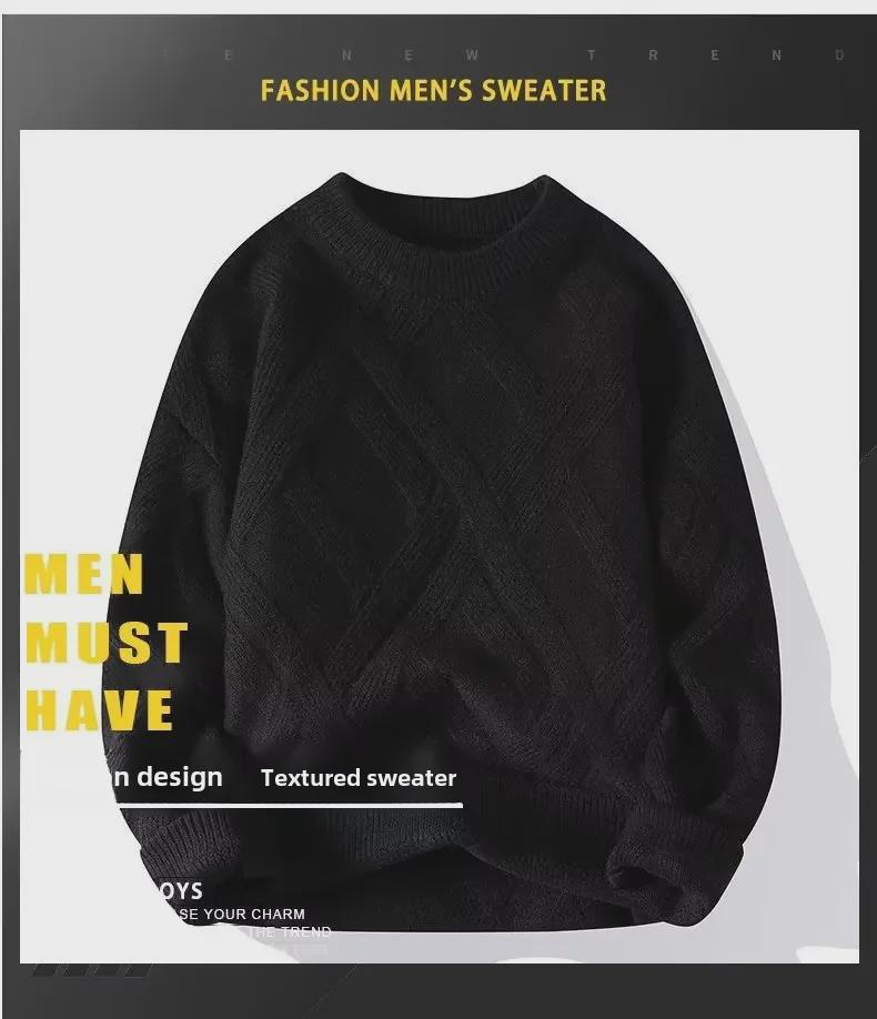 Suéter Masculino Vermelho Zodíaco Gola Redonda - Caimento Casual Solto, Suéter Trendy Grosso para Outono e Inverno.