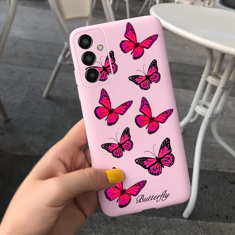 For Samsung M13 Case SM-M135F M 13 Cover Cute Cartoon Love Heart Butterfly Bumper For Samsung Galaxy M13 4G Soft Silicone Fundas