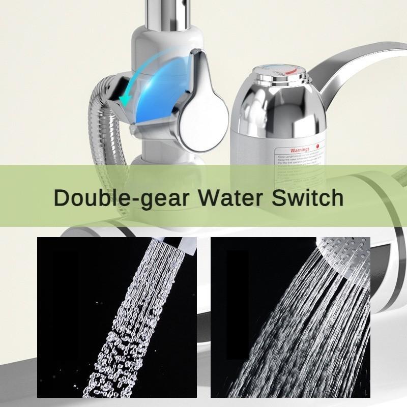 3000W Household Digital Display Electric Faucet Kitchen Hot and Cold Dual Purpose Heater Instant Heating Stainless Steel Faucet