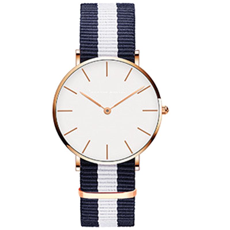 Micro-Business Watch Seamless Printing Label Fashionable Versatile Nylon Woven Belt Casual Two-Pin Couple Watch