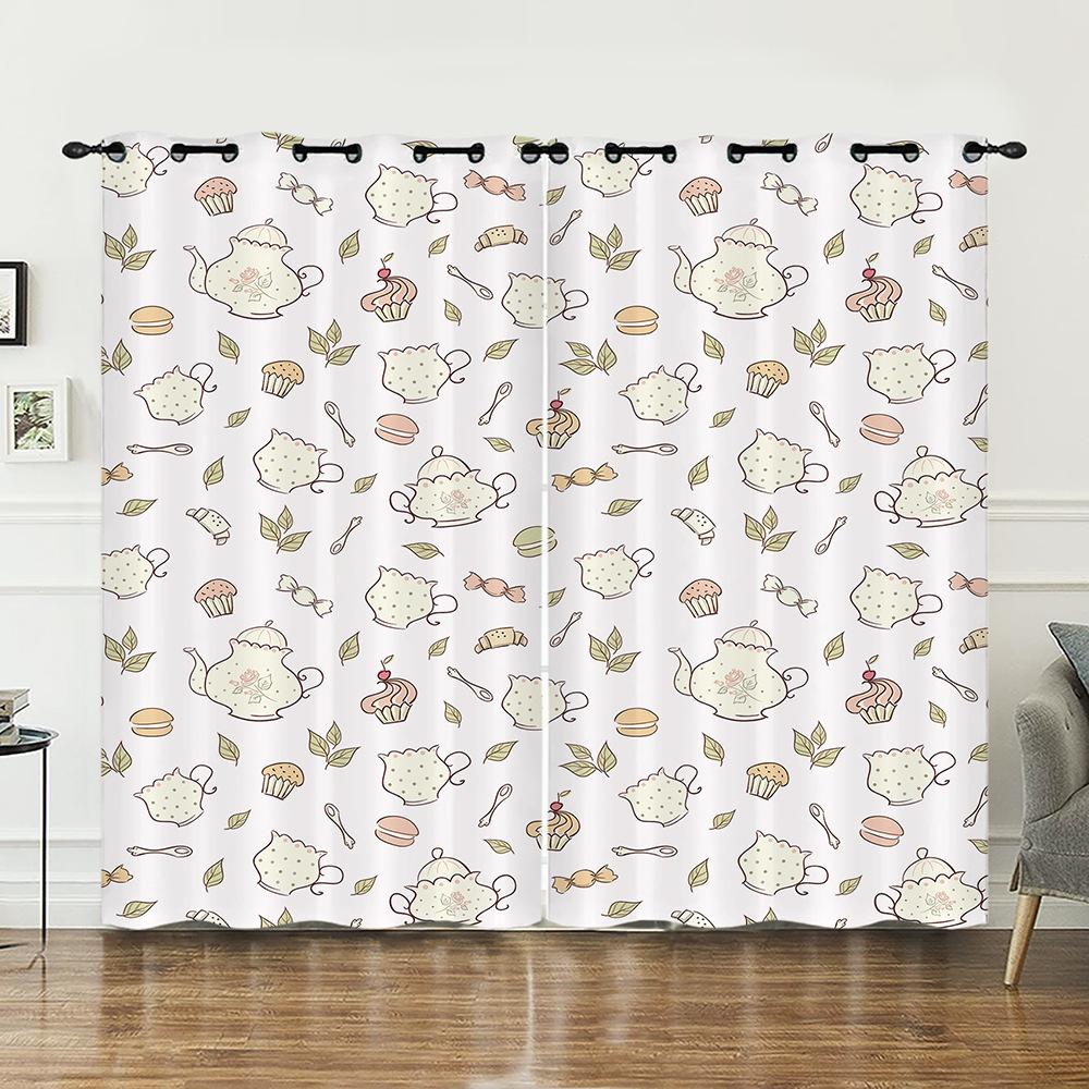 Curtain Cute Illustration Curtain Digital Printing Blackout Curtain No Punching