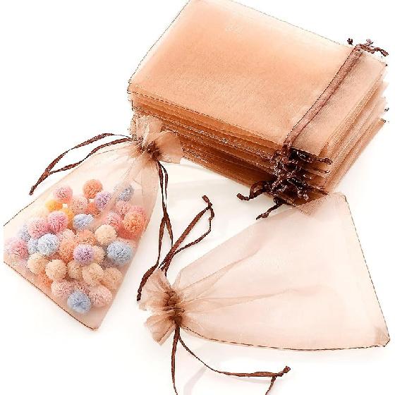 Hopttreely 100PCS Premium Sheer Organza Bags, White Wedding Favor Bags, 4x4.72 Jewelry Gift Bags for Party, Jewelry, Christmas, Festival, Bathroom