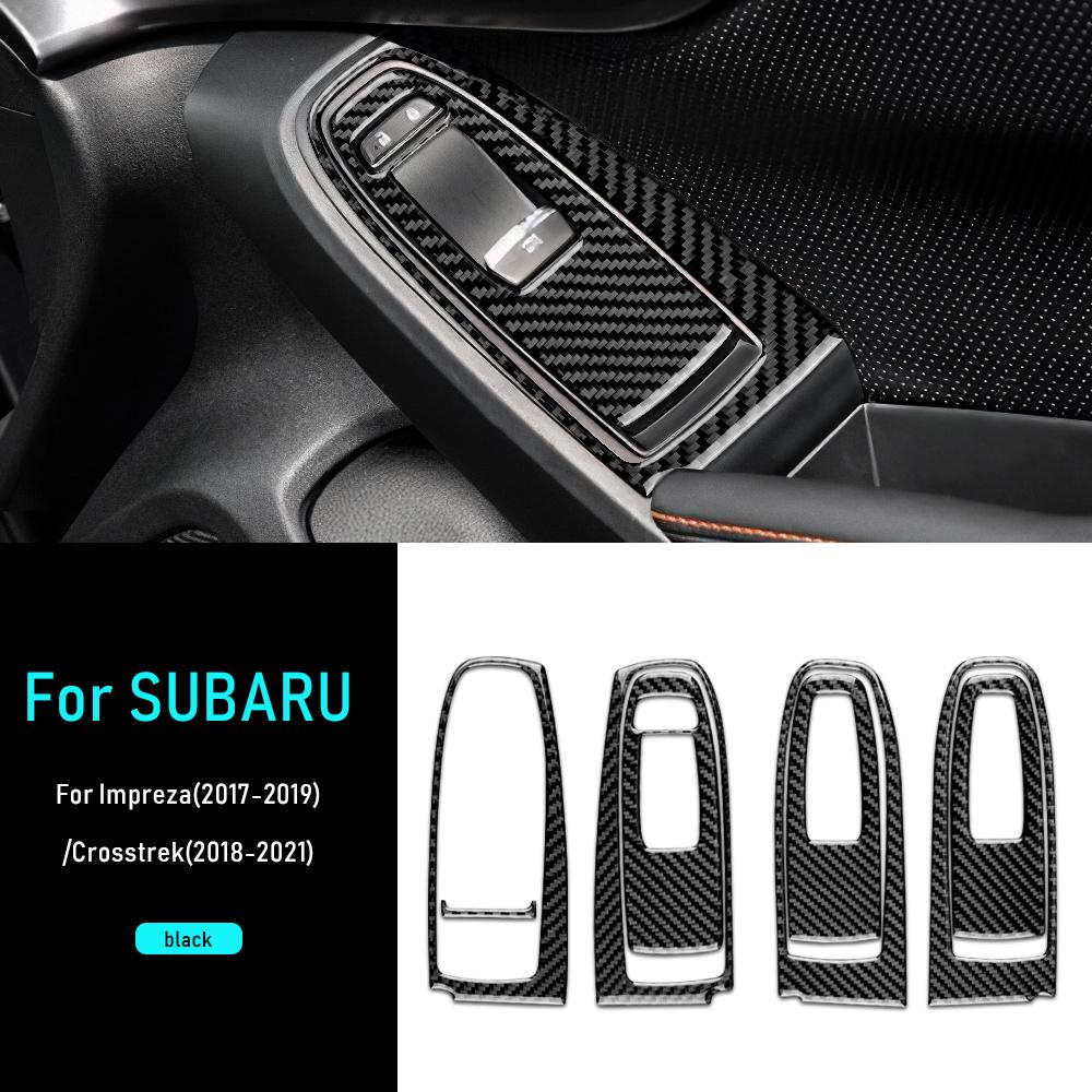 Real Soft Carbon Fiber Sticker For Subaru Crosstrek 2018-2023 Impreza 2017-2019 2020 2021 2022 2023 Door Window Switch Button. Black Carbon