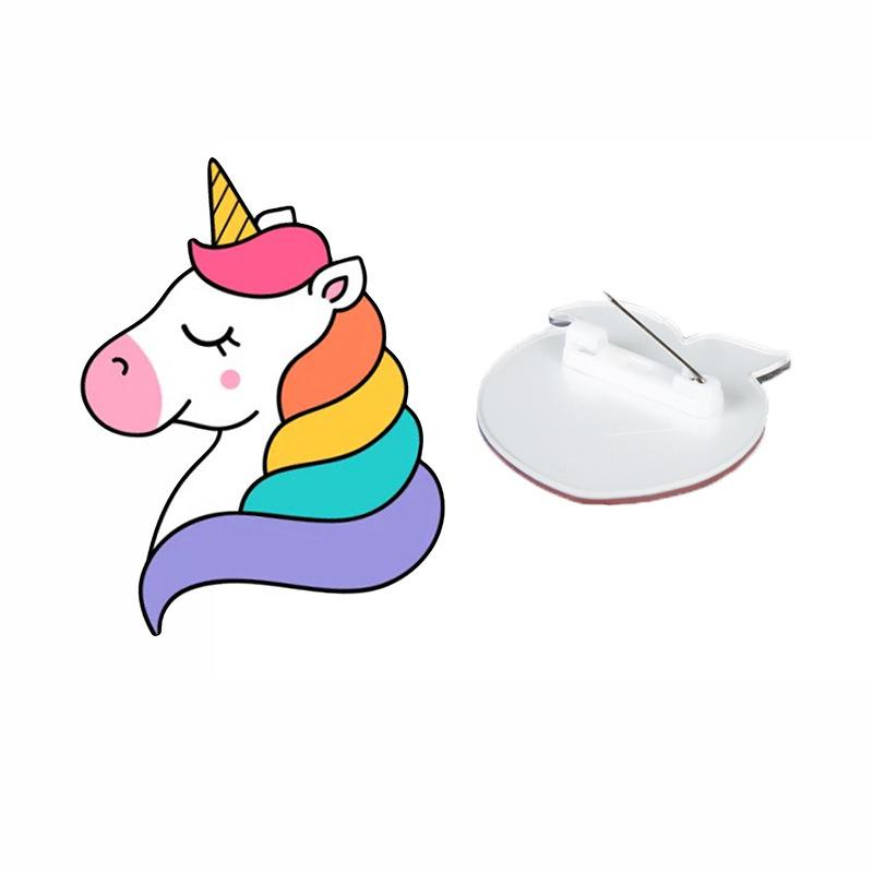 Custom Acrylic Anime Brooch: Cute Unicorn & Rainbow Pendant for Girls' Bags