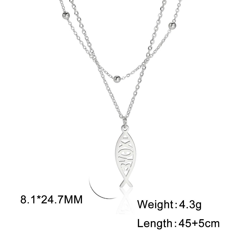Colliers pendentifs poisson de Jésus Jeshayuan pour femmes hommes Collier IXOYE Charme poisson Ichthys Christ Jésus Fils de Dieu Sauveur Collier