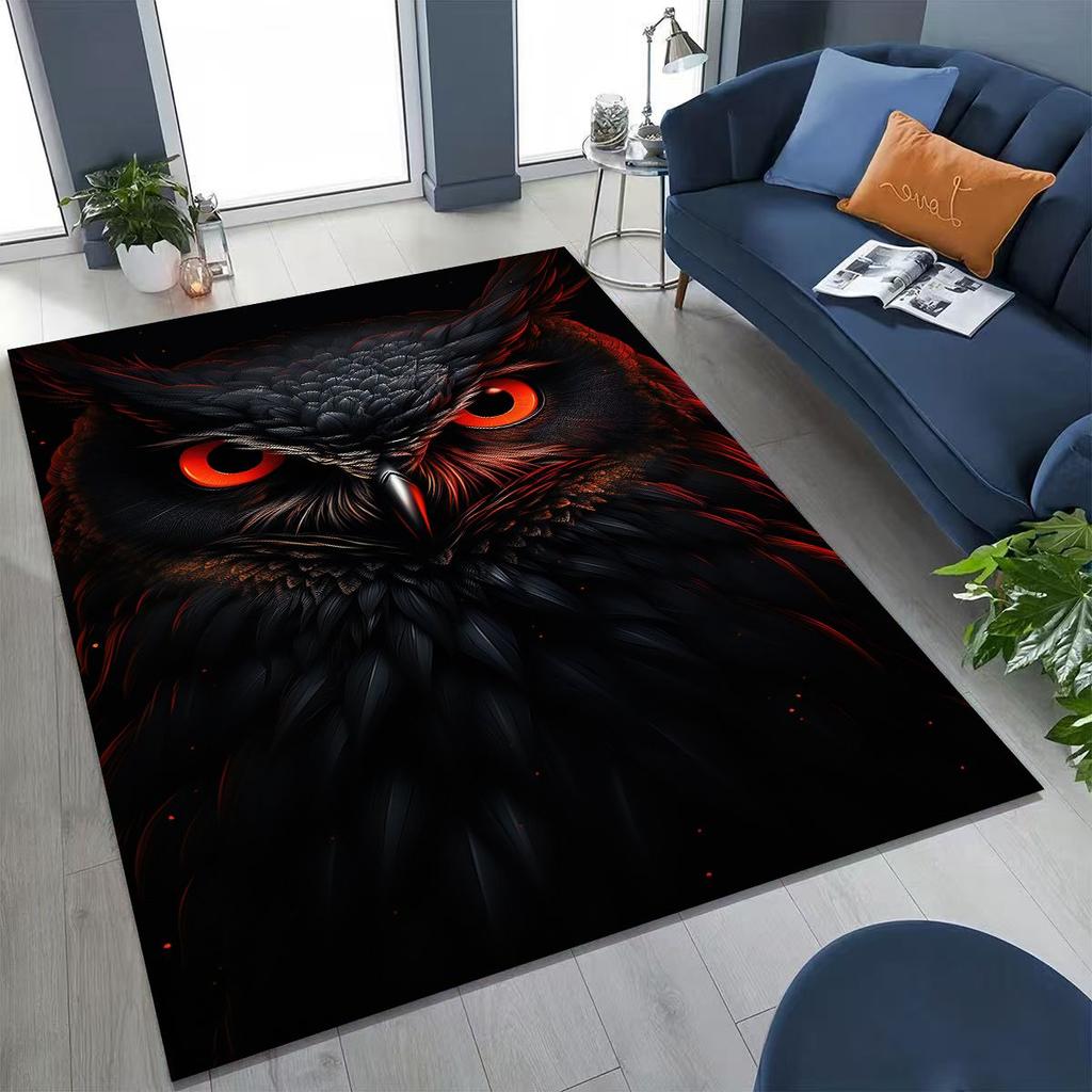 New Mysterious Owl Colorful Cartoon Birds Rug for Bedroom Living Room Sofa Home Doormat Decor,Large Kid Non-slip Floor Mat