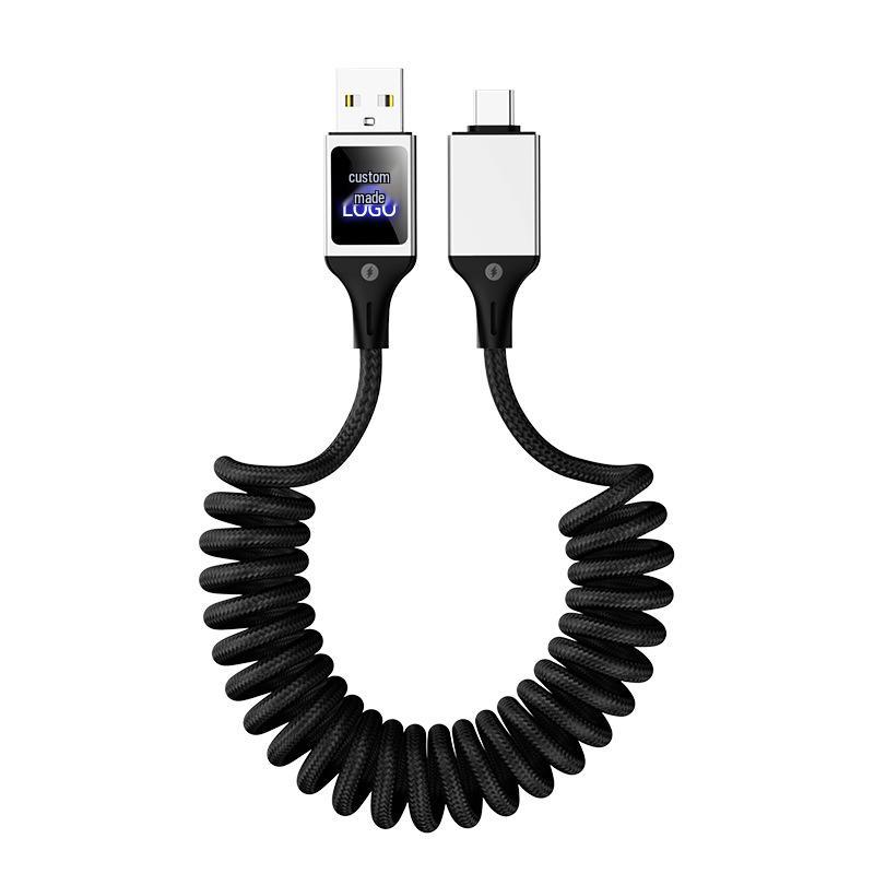 CarPlay Screen Mirroring LED Retractable USB Charging Cable with Custom Logo - Type-C Mobile Data Cable