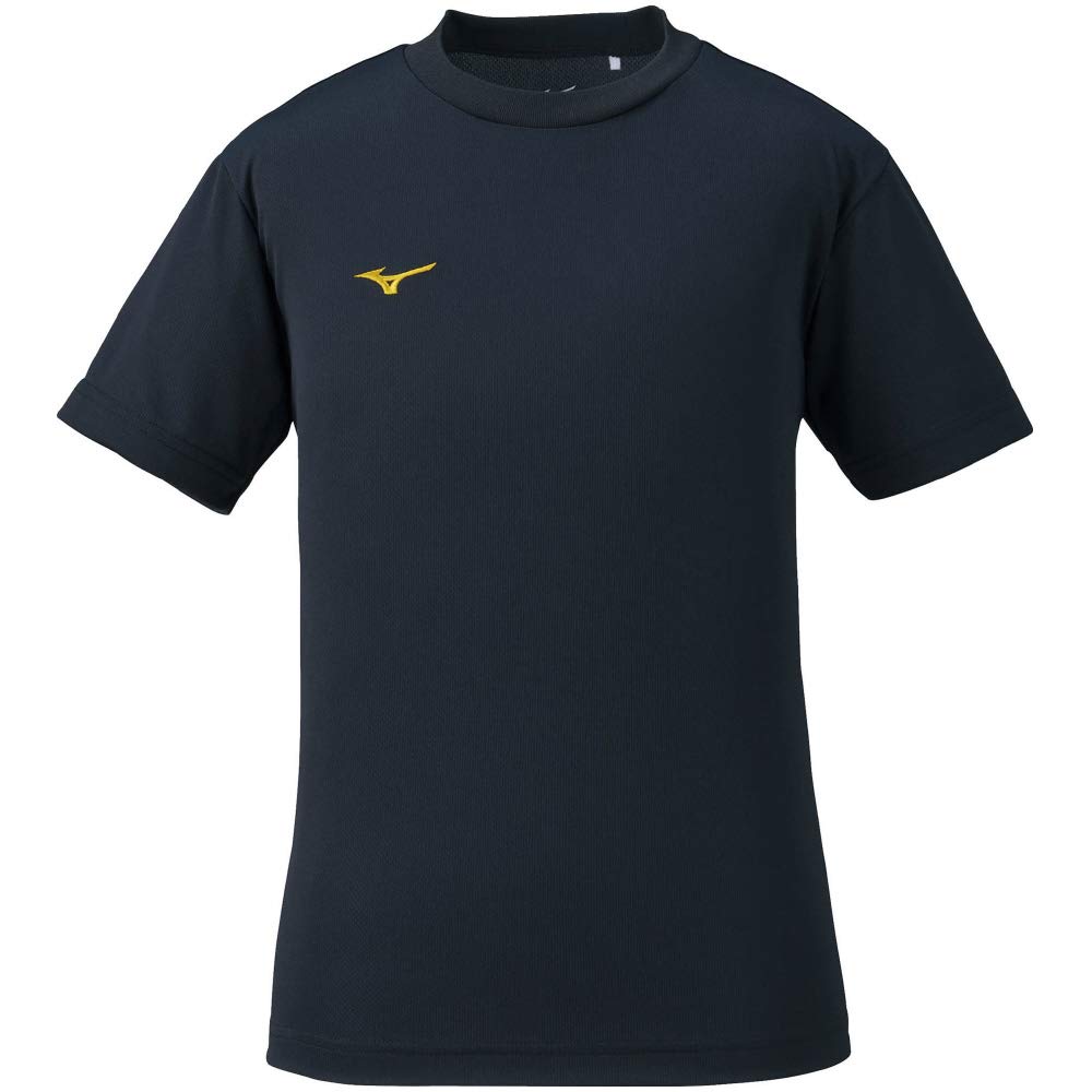

Mizuno NaviDry Short Sleeve Training Size 130 Kids T-Shirt, Moisture-Wicking, Quick-Drying, Innerwear, Black/Gold,