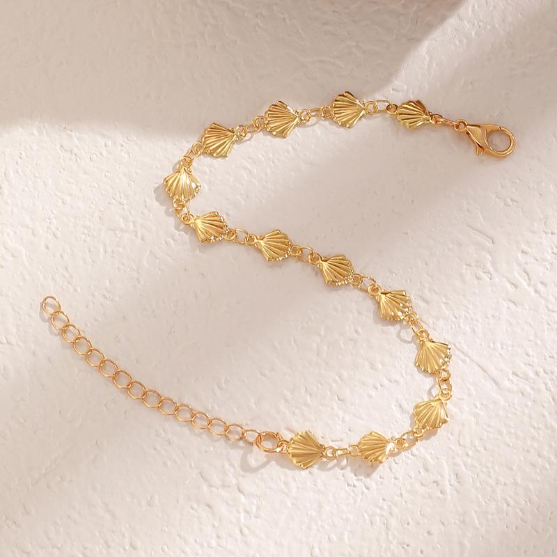 Vintage Fashion Metal Shell Beaded Bracelet for Women Minimalism Metal Geometric Temperament Hand Chain Marine Life Jewelry Gift