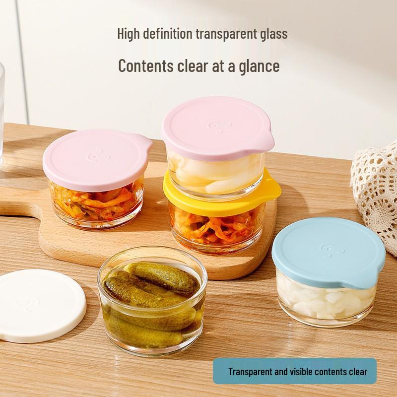 Glass Food-Grade Pickle Jar: Fresh-Keeping Kimchi & Side Dishes 1-pack White 200ML [Thick Glass]