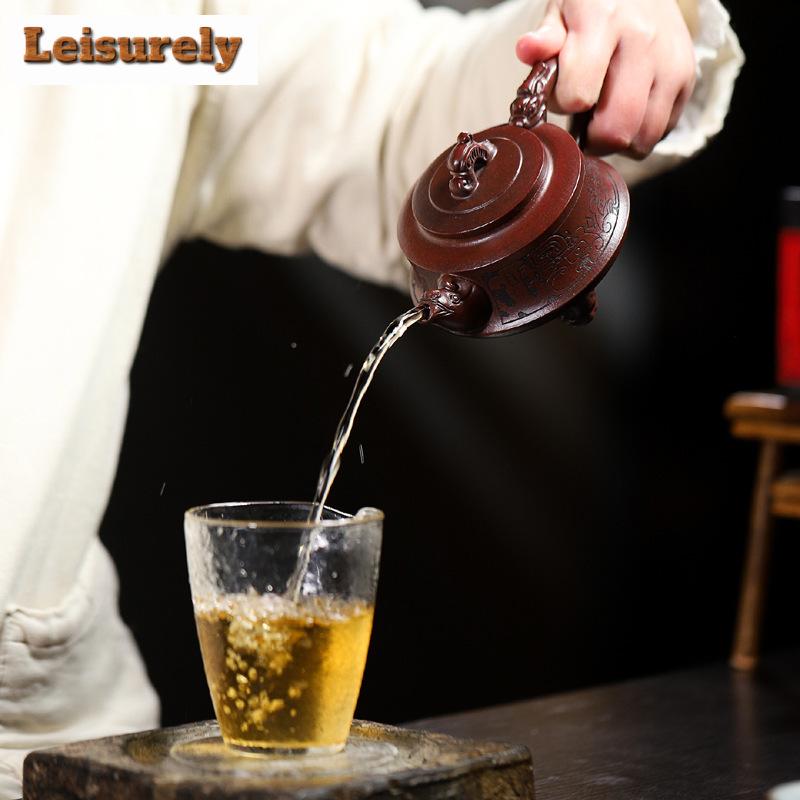 270ml Yixing Purple Clay Teapot Authentic Handmade Dragon Blood Sand Pot Beauty Tea Infuser Kettle Chinese Raw Ore Zisha Tea Set