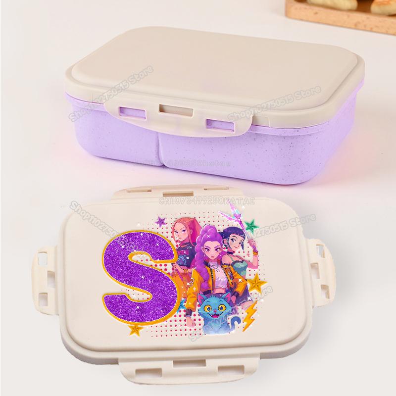Kpop Demon Hunters Letter A-Z Bento Boxes Rumi Mira Zoey Student Lunch Box School Office Microwave Portable Fruit Food Container