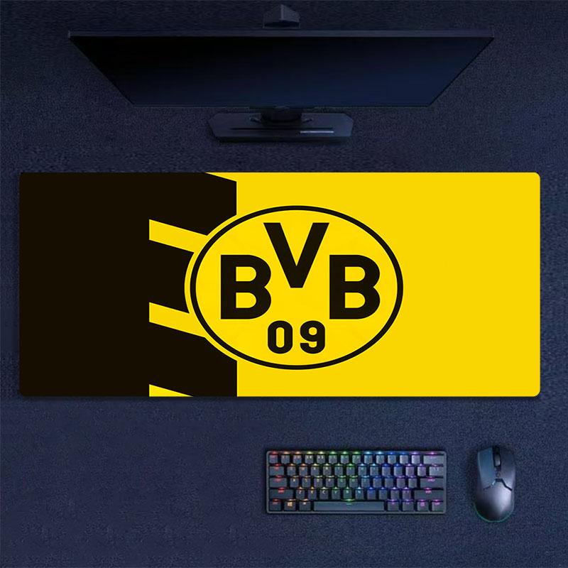 Podkładka pod mysz Borussia Dortmund, Duża mata na biurko do gier, Antypoślizgowa podkładka pod mysz XXL na laptopa i tablet, Mata do gry na mini PC ze zszywanymi krawędziami