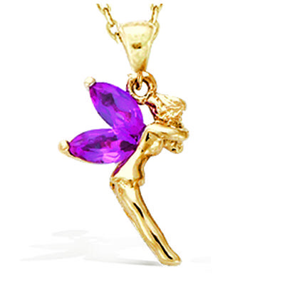 [N5353] - Gold Plated Pendant 'Tinker Bell' Golden Fuschia - 17x12 Mm