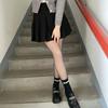 Ultra-Sheer Polka Dot Black Silk Stockings with Velvet, Cut-to-Fit, Women's Spring/Fall Style