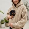 Soft Plush Cat Pocket Sweatshirt Solid Color Pet Holder Pullover Hooded Sweatshirt  Autumn Winter