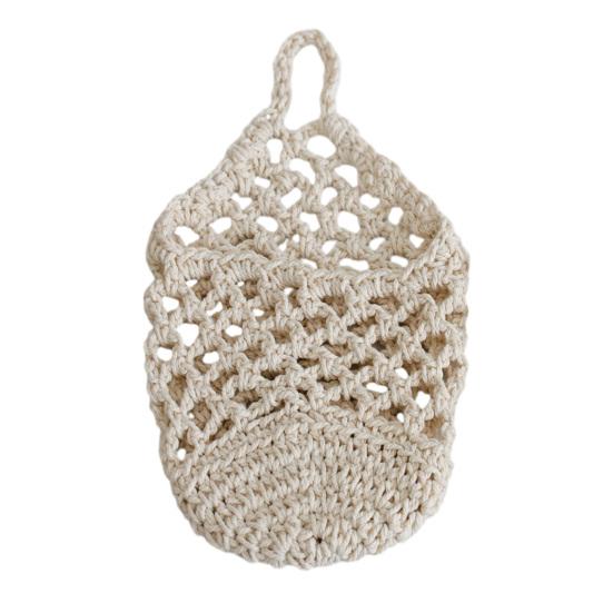 Storage Basket with Handle Wall Hanging Plant Baskets Hand-Woven Cotton Rope Planters for Fruits Plants