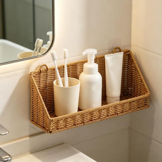 Étagère de rangement avec crochets Panier mural Grand design ventilé Panier compact pour cuisine salle de bain