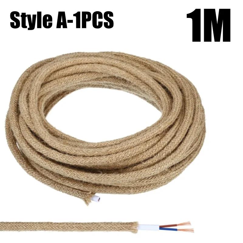 

Vintage Power Cord Hemp Rope Light Copper Cord Hemp Braided Flexible Cable Electrical Wire for Retro Pendant Lights Lamp Cord 1m