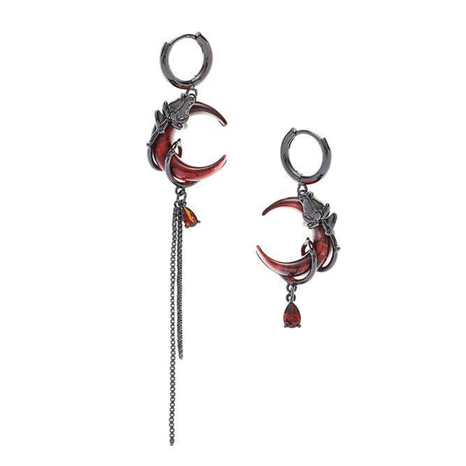 

Асимметричные серьги-капли в виде луны Модные серьги-луны Эффектные серьги-подвески Цепочки Сплав Текстура для женщины