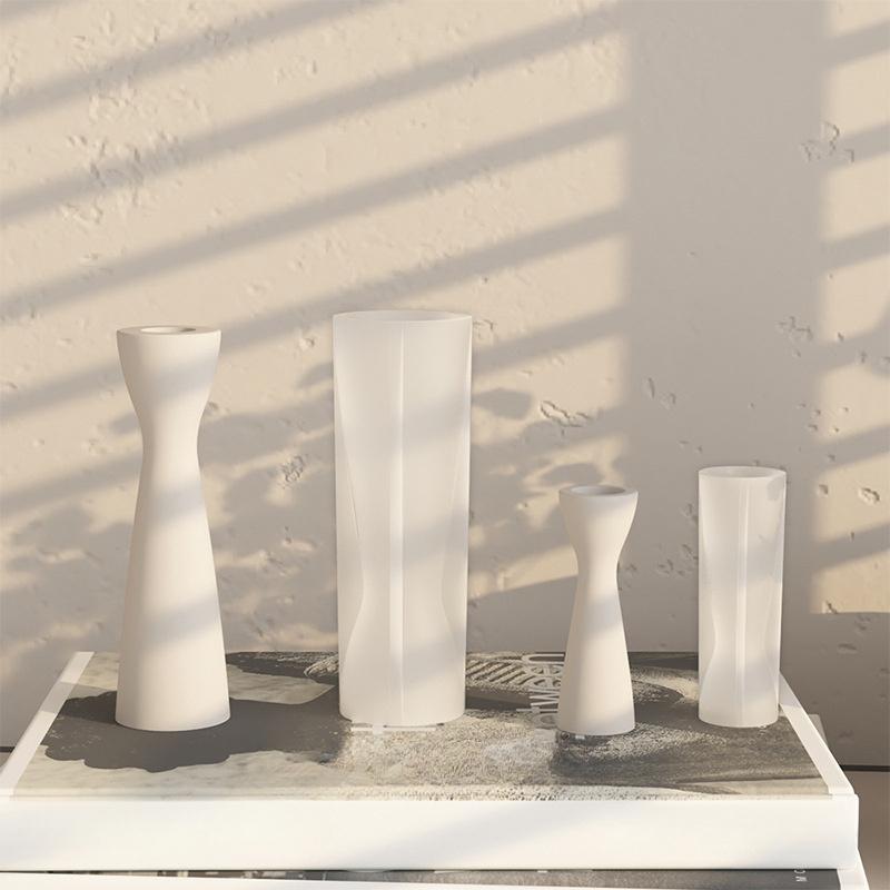 Candle Holders Silicone Mold Diy Candle Plaster Base Ornament Mold for Home Decoration Place Candles