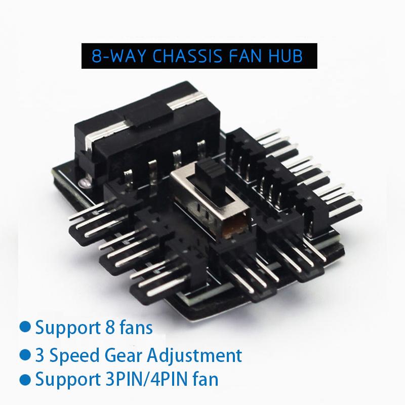 1 to 8 3Pin Fan Hub Pwm Sata Molex Splitter PC Mining Cable 12V Power Suppply Cooler Cooling Speed Controller 4PIN Adapter