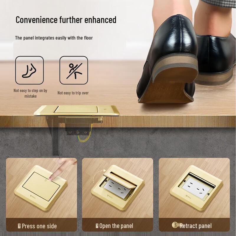 Gongniu Ultra-Thin Embedded 5-Hole Floor Socket CN plug (adapter included)