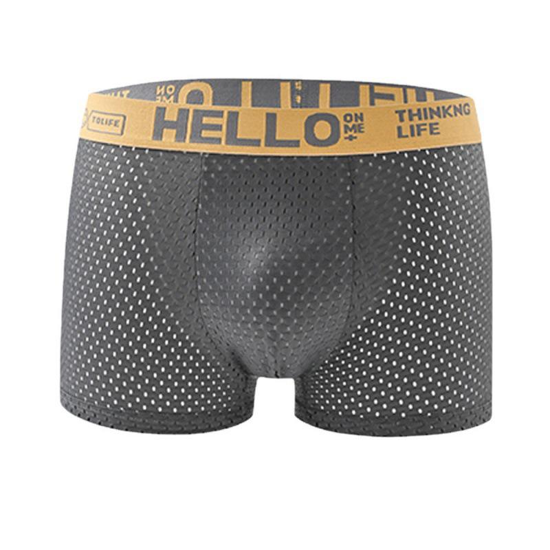 Men's Ice Silk Breathable Mesh Boxer Briefs - Quick-Dry, Seamless, and Skin-Friendly Mid-Waist Underwear