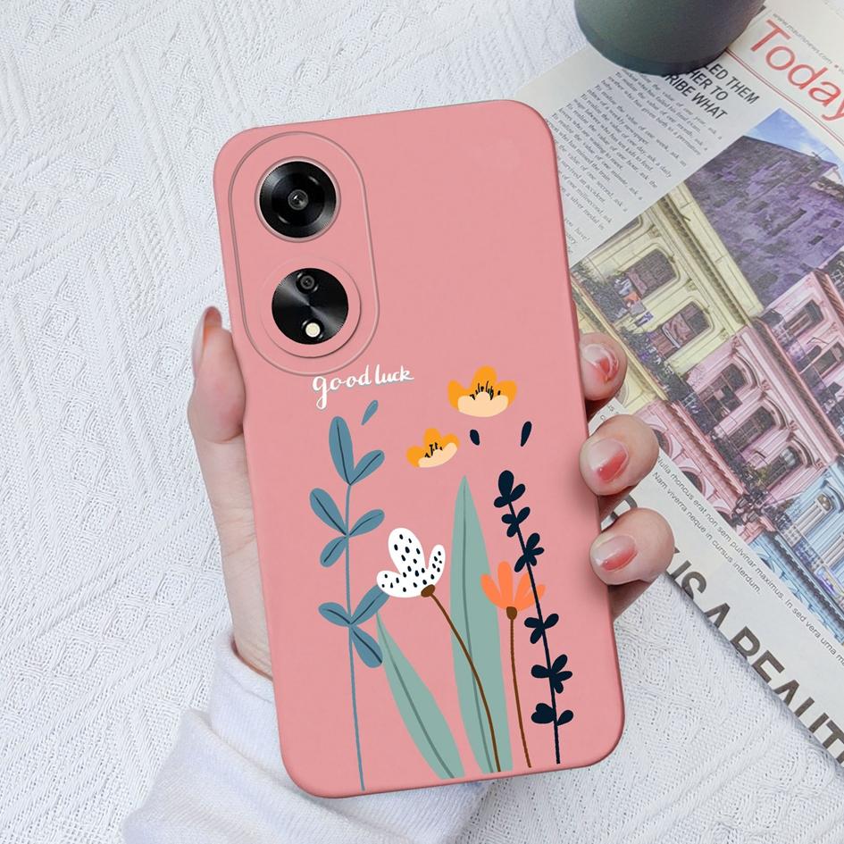 Modische Anmutige Blumen Handyhüllen Für Oppo A7 A35 A11 A1K A15 A55 A1 A52 Quadratisch Weich Flüssigsilikon Vollständige Abdeckung Stoßfestes Gehäuse Für Oppo Capa