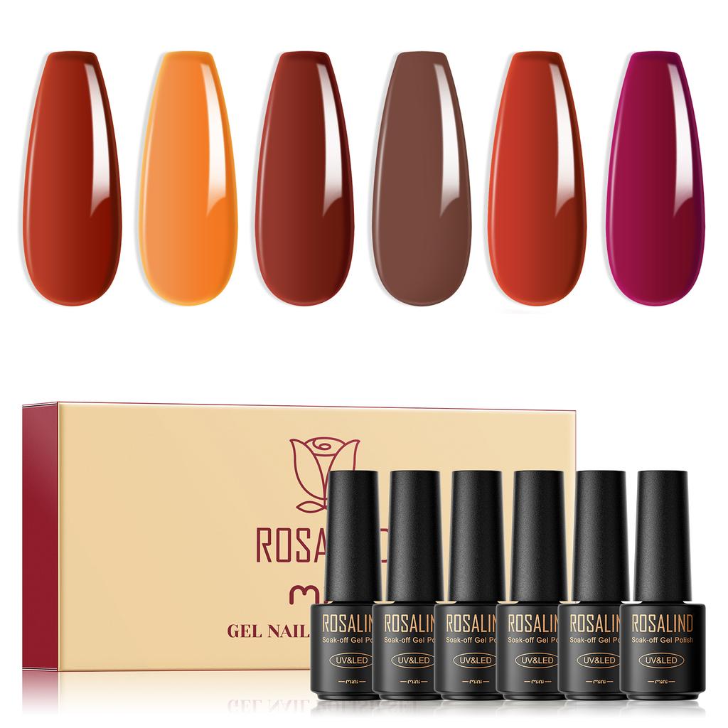ROSALIND Gel Nail Polish Set 6pcs/Lot Nail Art Gel Polish Semi Permanent Gel Varnish Hybrid Soak Off UV Lamp Base Top Coat Gel Polish Kit