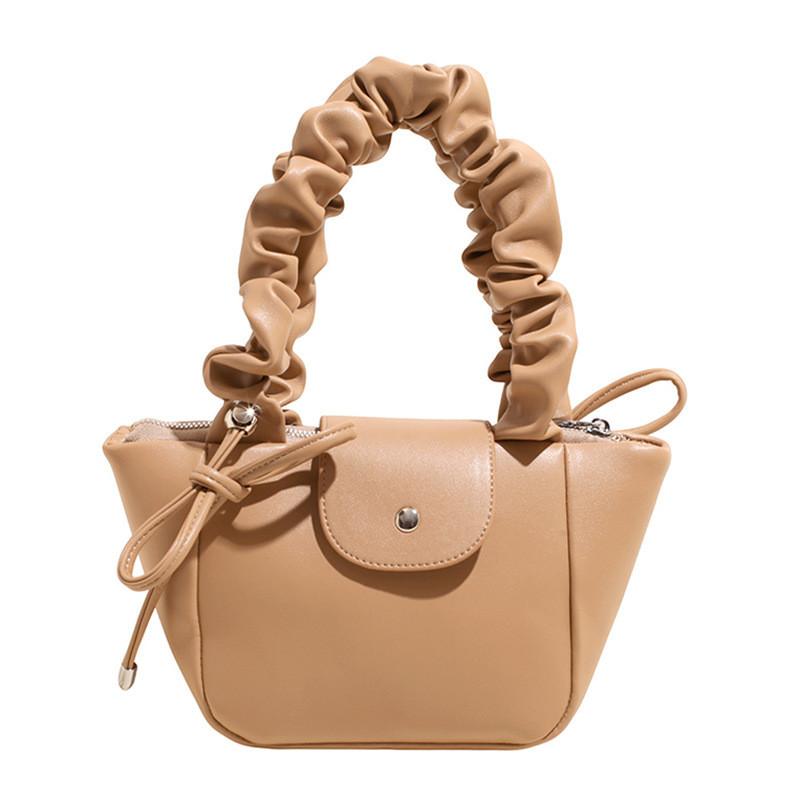 IELGY Ladies Shoulder Bag Pleated Portable Bow Portable Bucket Bag
