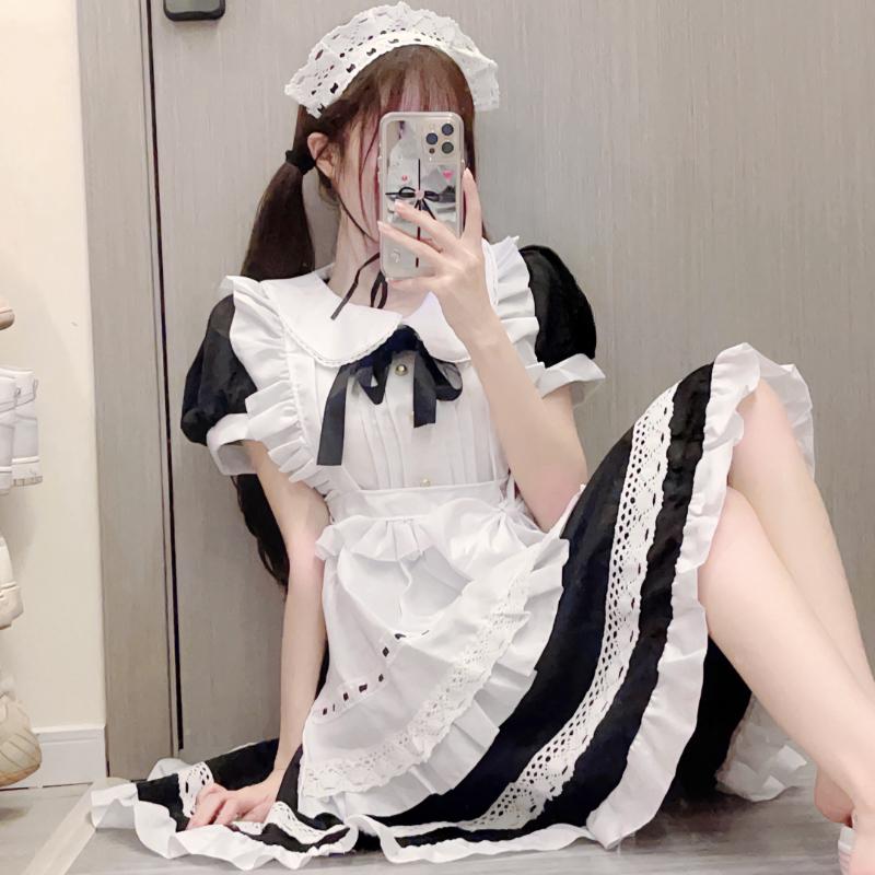 

Готическая Лолита Европейский Дворец Дворецкий Женский Большой Размер Хэллоуин Горничная Косплей Униформа Японская Милая Девушка Милое Платье Официантки 5XL M чёрный