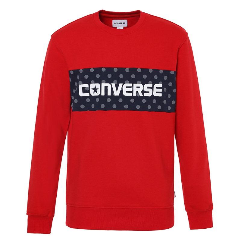 Converse Sweatshirts Men s Red Crew Neck Thickened 10003758-A01 XXL