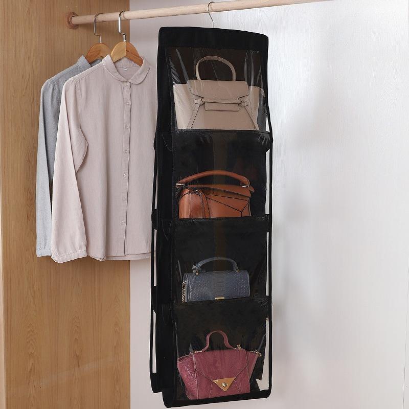 Hanging Purse Handbag Organizer Clear Hanging Shelf Bag Collection Storage Holder Purse Bag Wardrobe Closet Space Saving Organizers