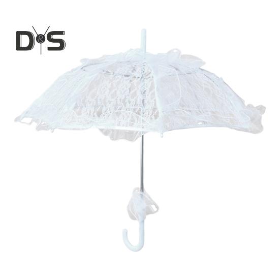 Vintage Lace Embroidery Umbrella Long Handle Lightweight Decorative Umbrella Wedding Party Bridal Dance Stage Performance Parasol Photography Props